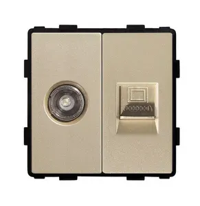 Розетка интернет RJ45 и ТВ MVAVA, ethernet, CAT6, механизм без рамки, золотая