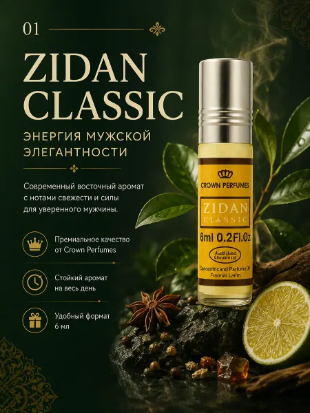 Al Rehab Zidan Classic масляные духи для мужчин 6 мл ОАЭ