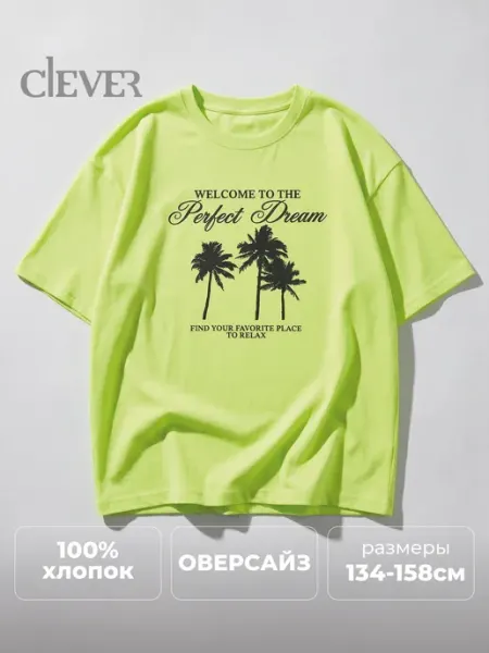 CLEVER WEAR Футболка летняя детская оверсайз подростковая