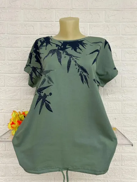 Veloura Clothing Футболка с принтом и стразами, базовая, хлопок