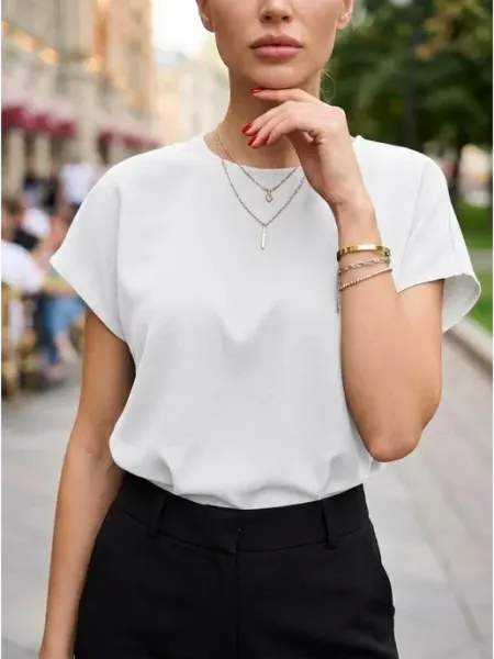 COFA COTA Блузка офисная с коротким рукавом