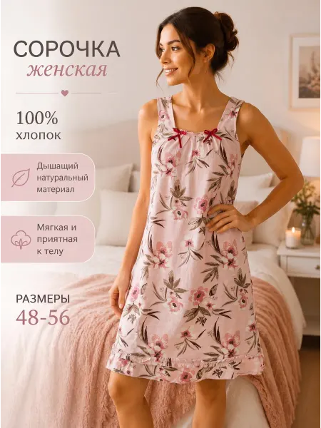 Happy Cotton Сорочка ночная женская