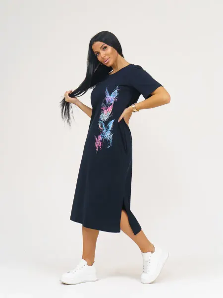 Cotton&Style Платье домашнее туника больших размеров