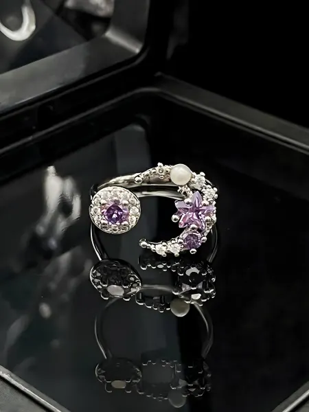 LAWE GOTHIC Разъемное регулируемое ретро кольцо Diamond Cresent