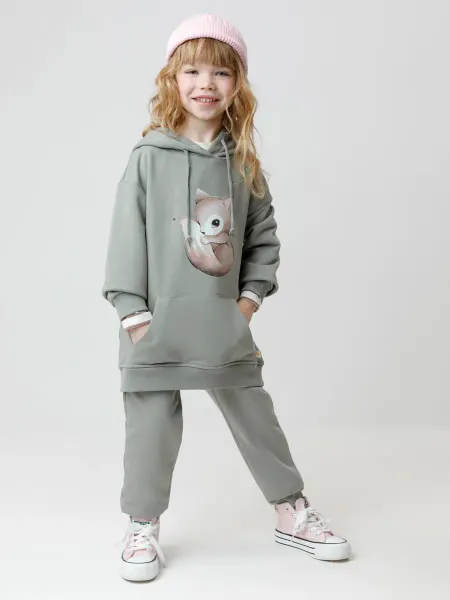Crockid Худи оверсайз с начесом для девочки, хлопок