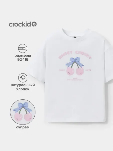 Crockid Футболка из хлопка для девочки