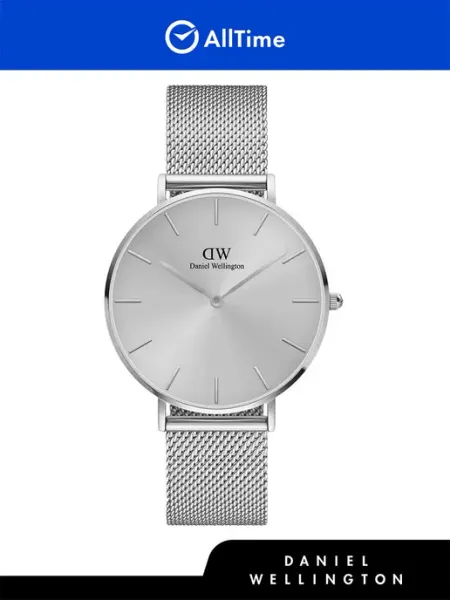 Daniel Wellington Часы наручные серебряные с браслетом кварцевые парные тонкие