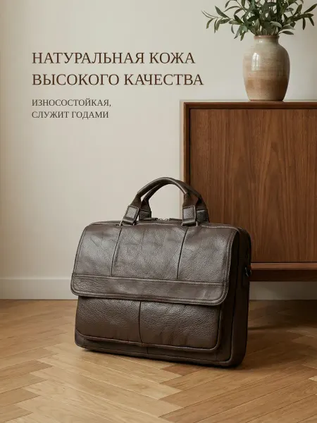 Daniele Riccardi Портфель кожаный для документов А4 и ноутбука