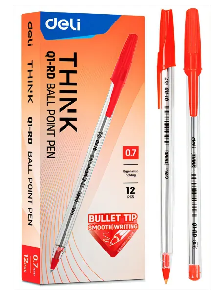 DELI Ручка шариковая Think EQ1 красный (уп. 12шт)