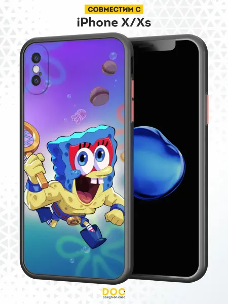 DesignOnCase Чехол Бампер на iPhone X XS с принтом Спанч Боб