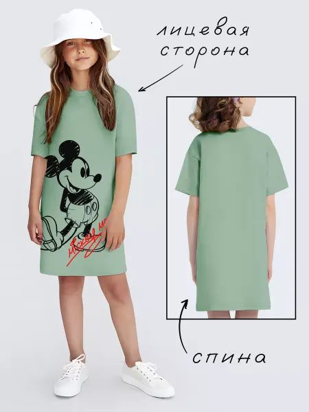 Nuobi Kids Детское платье Микки Маус Disney Графика Мультяшное Оригинал