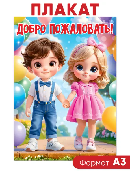 ТМ открытая планета Плакат оформление в детский сад Добро пожаловать!