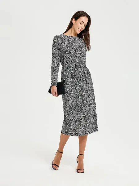 Nice & easy Женское платье миди с принтом и поясом
