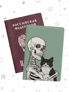 Обложка на паспорт, чехол для документов с принтом кот