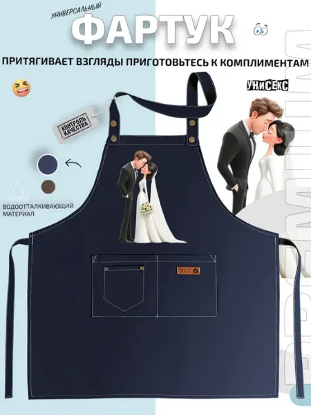 FashionJeans Фартук Свадебная пара в романтичном поцелуе