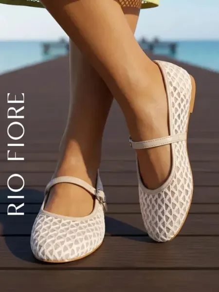 Rio Fiore Балетки текстильные мери джейн с ремешком дышащие летние