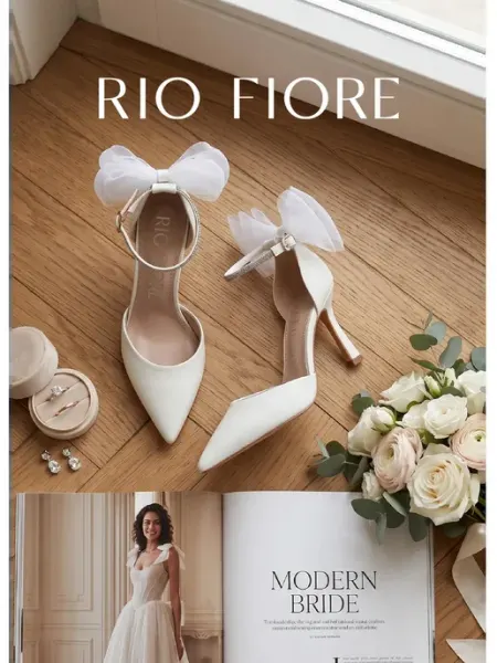 Rio Fiore Туфли на каблуке шпильке свадебные с бантом