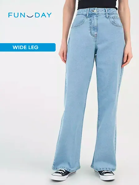 FUNDAY Джинсы голубые хлопковые Wide Fit