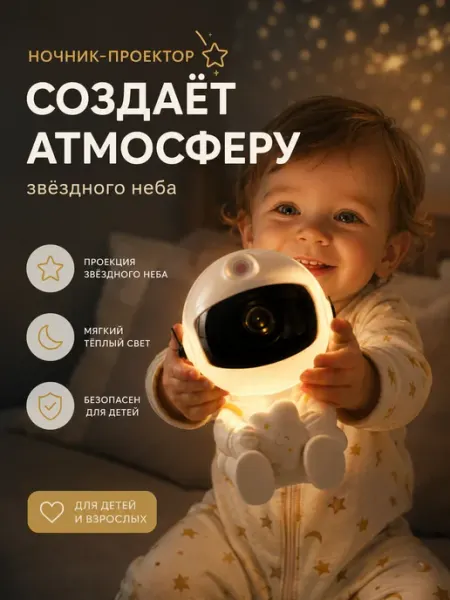 ДомСадМаркет Ночник космонавт, проектор звездное небо
