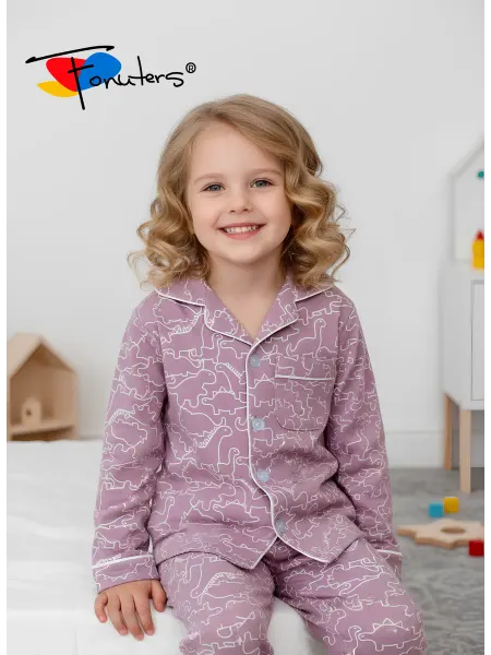 Fonuters kids Пижама для девочки со штанами и рубашкой динозавры