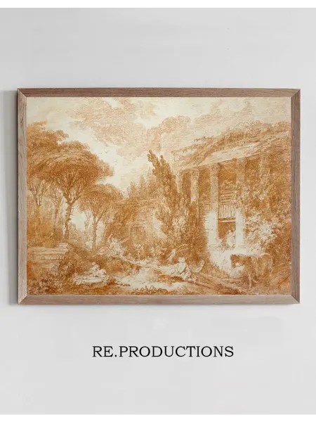 Re.productions Постер Park Landscape with a Seesaw - Jean-Honoré Fragonard