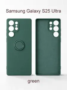 Силиконовый чехол для Samsung Galaxy S25 Ultra, с кольцом, Soft Touch, зеленый