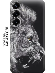Силиконовый чехол на Samsung Galaxy S25 с принтом "Морда льва"