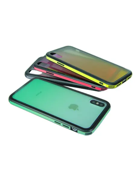 NoName Чехол-накладка для iPhone X XS GRADIENT TPU+Glass зеленый