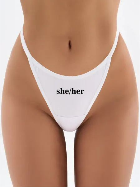 PUSY POWER Трусы стринги аниме y2k с принтом she her