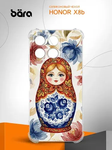 Чехол на Honor X8b/ Хонор Х8б матрешка гжель