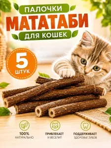 Жевательные палочки МАТАТАБИ 5 штук, с эффектом кошачьей мяты, игрушка для кошек для чистки зубов