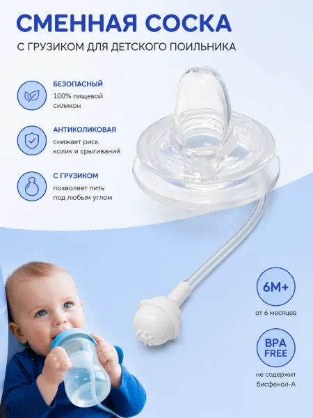 Ibrico Сменная соска с грузиком для детского поильника