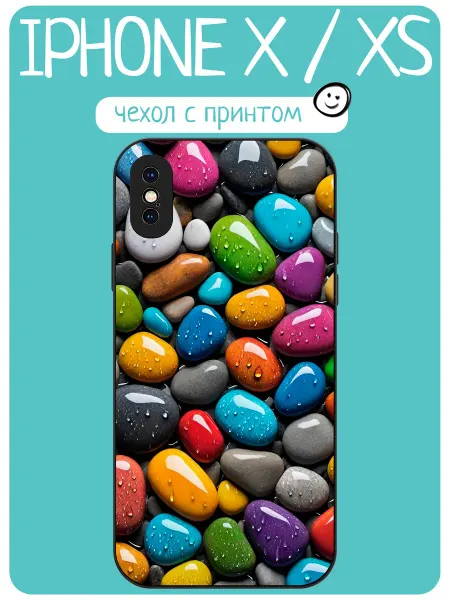INCoverCase Чехол на iPhone X принт с камнями