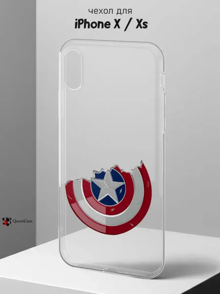 QuestCase Чехол на iPhone X и XS с принтом Marvel
