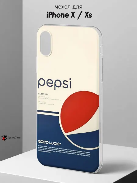 QuestCase Чехол на iPhone X и XS с принтом Pepsi
