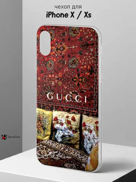 QuestCase Чехол на iPhone X и XS с принтом Гучи