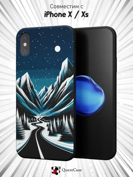 QuestCase Чехол на iPhone X и XS с принтом Зима