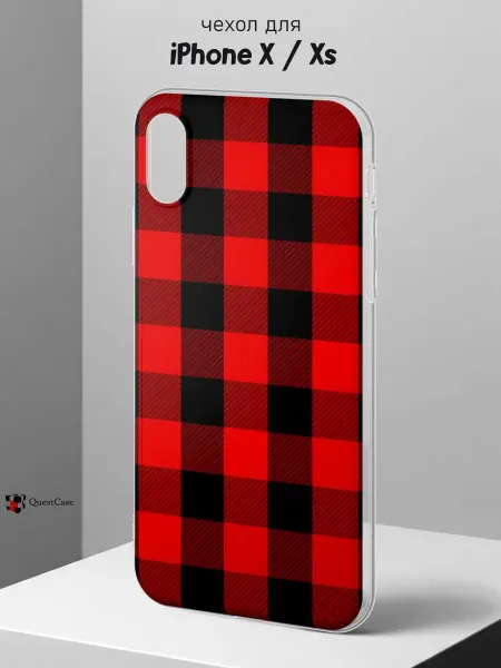 QuestCase Чехол на iPhone X и XS с принтом Клетка
