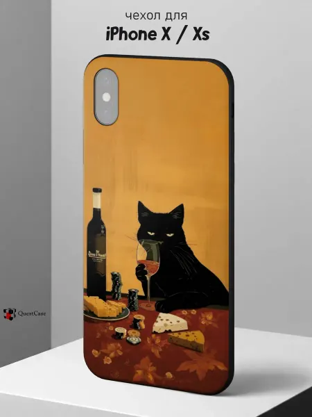 QuestCase Чехол на iPhone X и XS с принтом Кошка