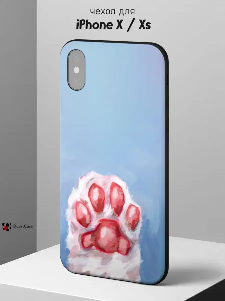 QuestCase Чехол на iPhone X и XS с принтом Лапка