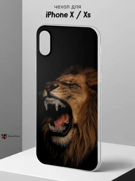 QuestCase Чехол на iPhone X и XS с принтом Лев