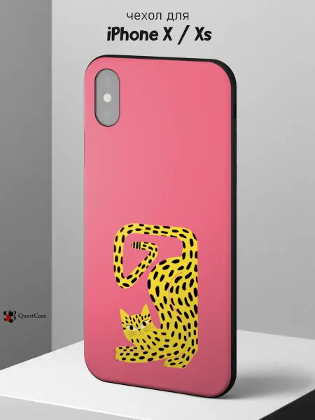 QuestCase Чехол на iPhone X и XS с принтом Леопард