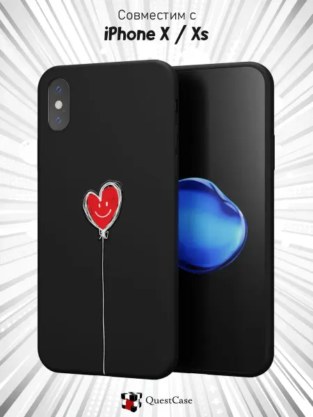 QuestCase Чехол на iPhone X и XS с принтом Любовь