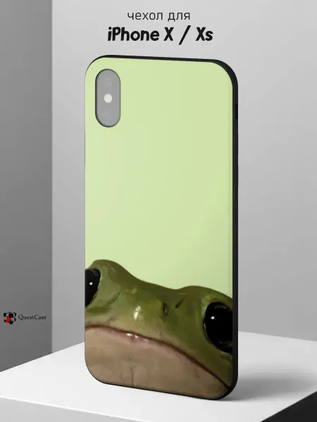 QuestCase Чехол на iPhone X и XS с принтом Лягушка