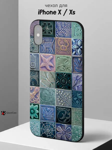 QuestCase Чехол на iPhone X и XS с принтом Плитка