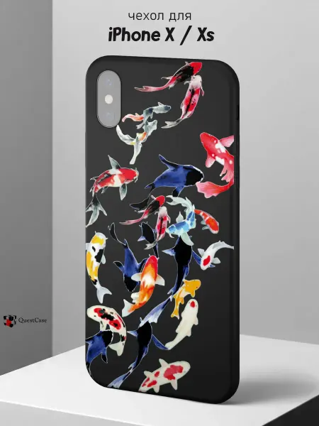 QuestCase Чехол на iPhone X и XS с принтом Рыбы