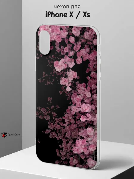QuestCase Чехол на iPhone X и XS с принтом Сакура