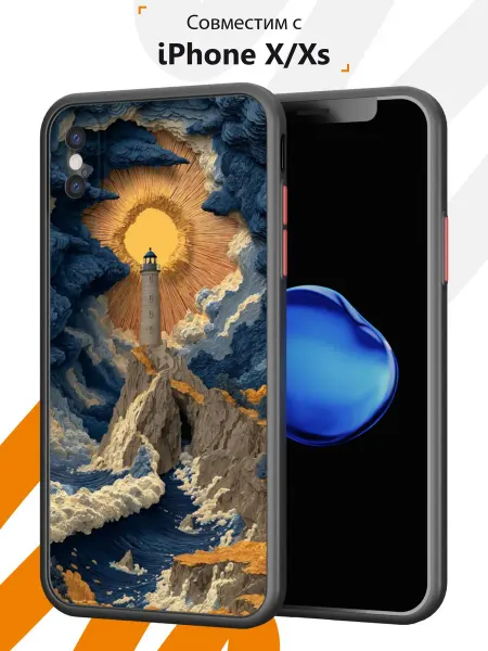 Мобилиус Чехол Бампер на iPhone X XS с принтом Маяк