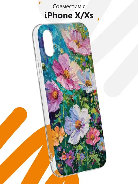 Мобилиус Чехол на iPhone X и XS с принтом Цветы