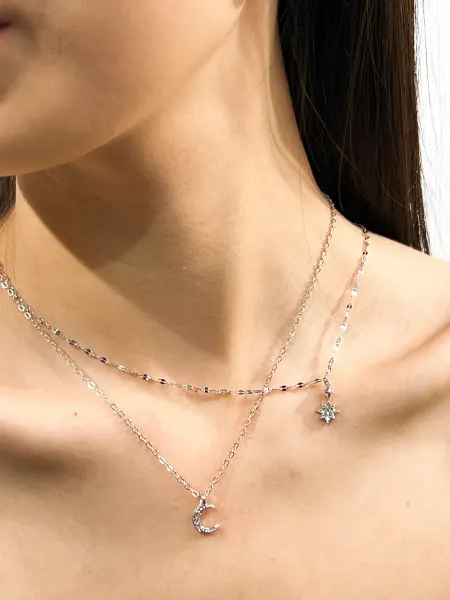 Lemniscate jewelry Двойная цепочка на шею звезда и луна